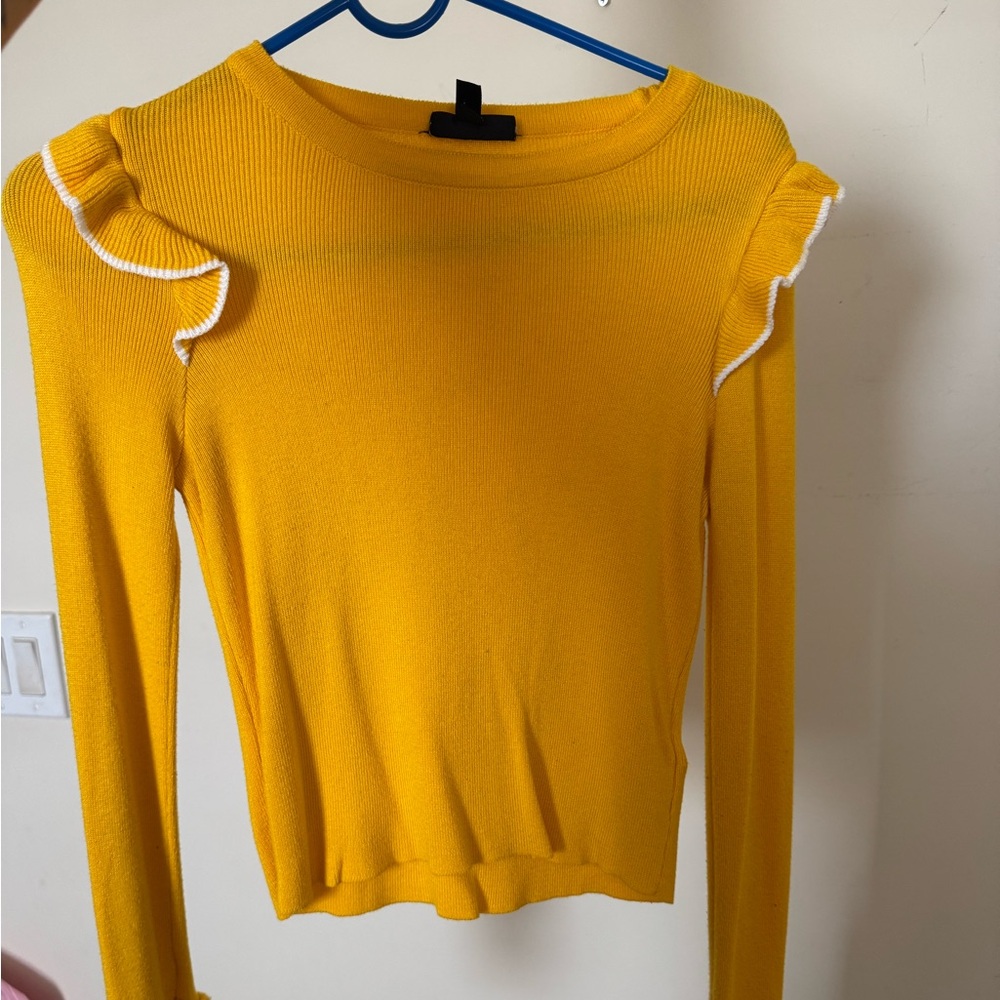 Yellow Ruffled Long Sleeve Top